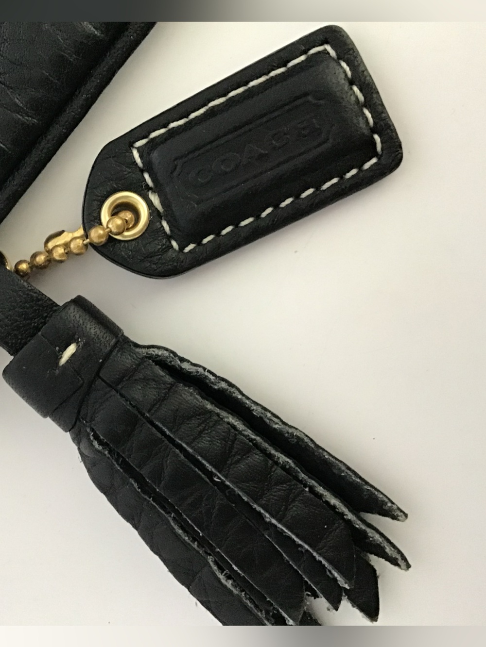 Coach Black Pebbled Leather Wristlet Clutch Pouch Tassel Zip Wrist Strap - Picture 3 of 8